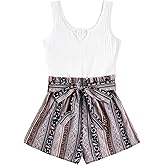 SOLY HUX Women's Summer Sleeveless Belted Tank Romper Short Jumpsuit