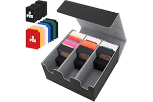 QLOUNI Card Storage Box for Trading Cards, 2100+ Card Deck Case with PU Leather and Magnetic Closure, TCG Storage Box, Suitable for MTG, YuGiOh, and Sports Cards, Includes 8 Card Dividers
