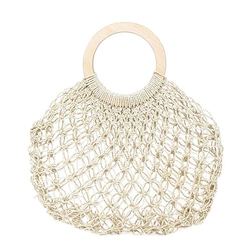 AFFECO Straw Hollow Handbags Rattan Women Summer Boho Beach Holiday Weave Totes