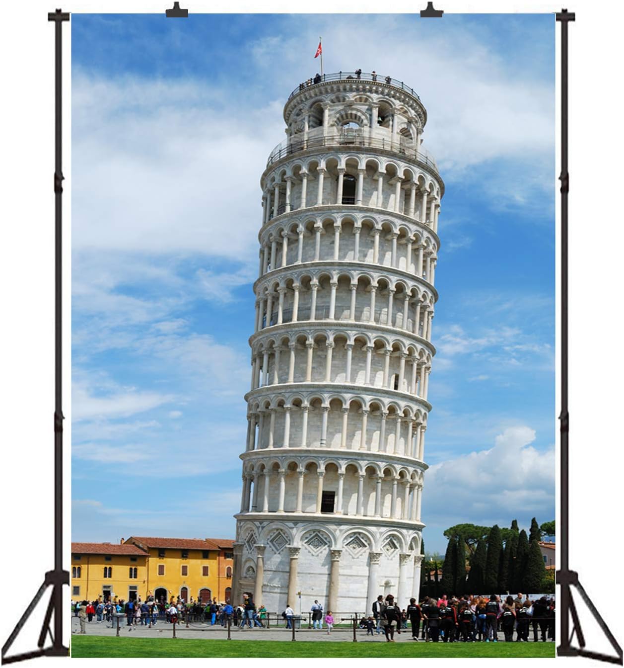 Architectural Landscape Backdrop for Italy 5X7ft Leaning Tower of Pisa Under Blue Sky Studio Photography Background Photo Studio Props EY010