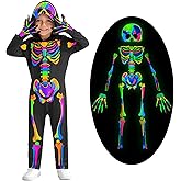Weixinbuy Kids Halloween Skeleton Costumes Toddler Luminous Scary Skull Bones Jumpsuit Glow in the Dark Outfit for Child Baby