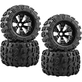 Acekeeps 4-Pack 1/8 Monster Truck Tires 3.8 Tires Mounted 17mm Hex Solid 6-Spoke Wheels OD 170mm for 1/8 Arrma 6S Traxxas Summit ERveo Redcat HPI JLB Cheetah RC Off-Road Car (Front and Rear)