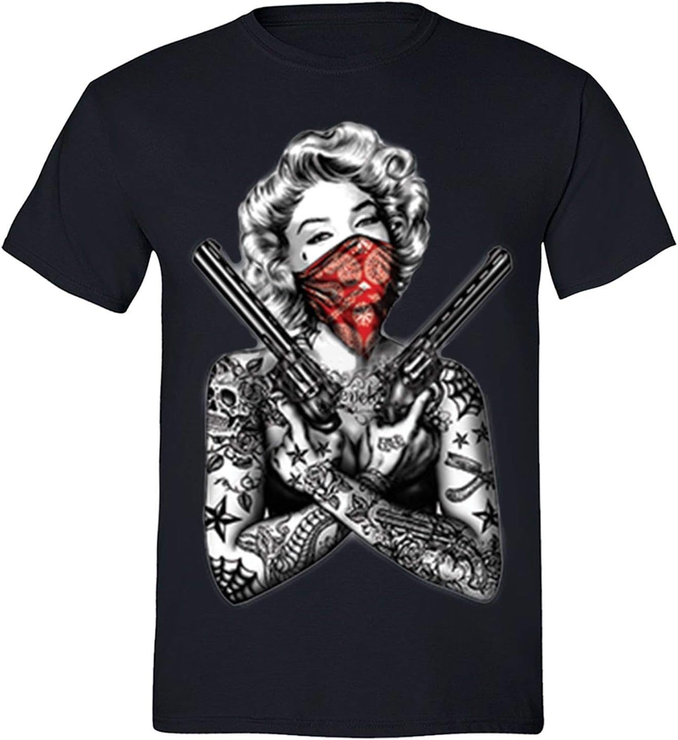 XtraFly Apparel Men's Red Bandana Marilyn Monroe Crewneck Short Sleeve T-Shirt