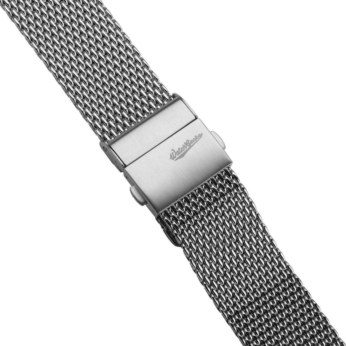 WATCHGECKO Merriott Quick-Release Milanese Mesh Stainless Steel Watch Strap - Polished. Mens Replacement Wristwatch Strap. Easy to Fit Adjustable Strap