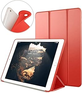 New iPad 9.7 inch 2018/2017 Case, VAGHVEO Lightweight Trifold Stand Smart iPad 6th Generation Cases [Auto Sleep/Wake] Soft TPU Back Cover for Apple 5th Generation (A1893/A1954/A1822/A1823), Red