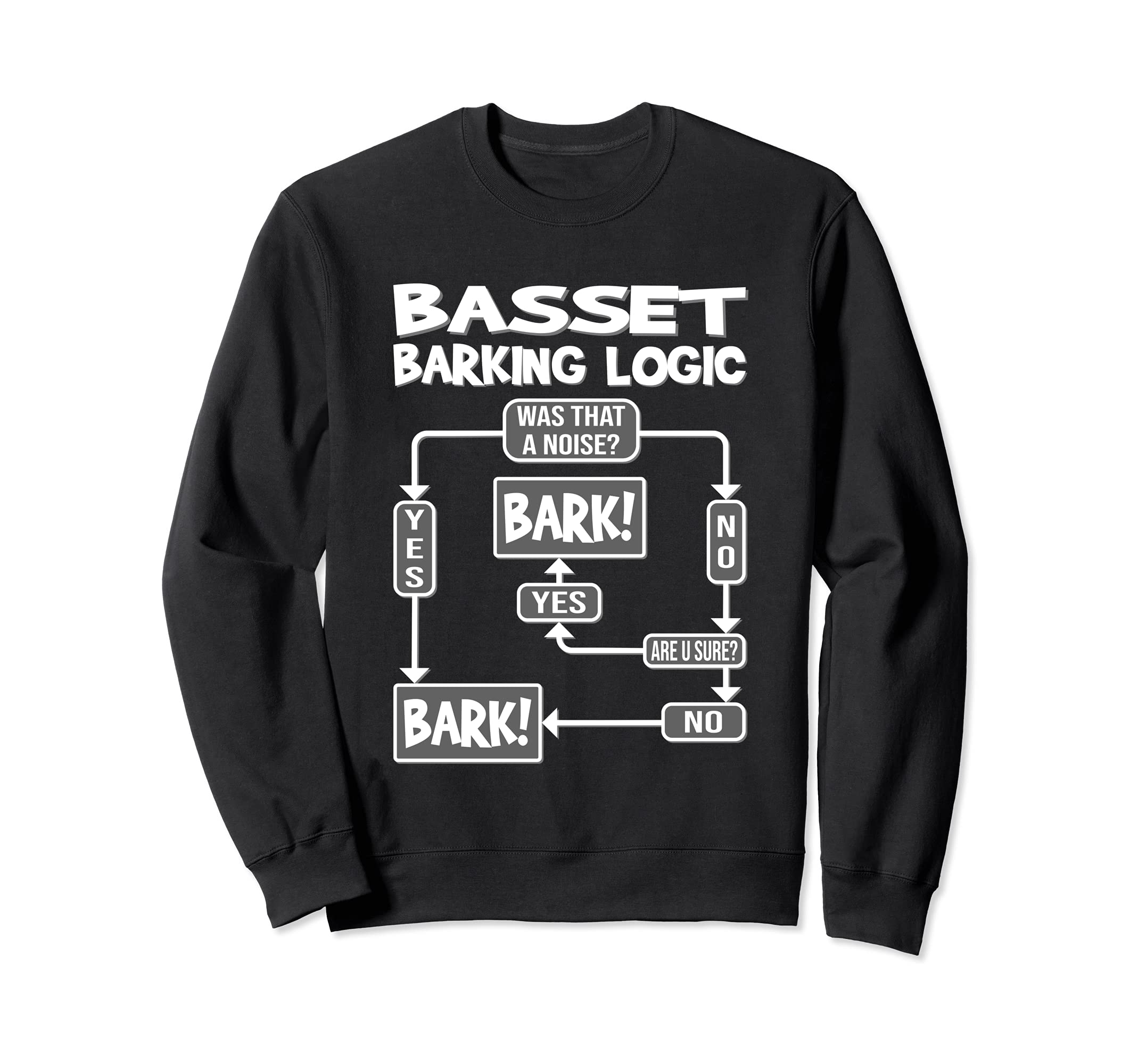 Dog Barking Logic, funny dog gift idea, Funny Basset Sweatshirt