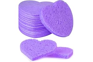 Facial Sponges 200 Count Compressed Natural Cellulose Sponge Spunspon Heart Shape Face Sponge for Face Cleansing Exfoliating 