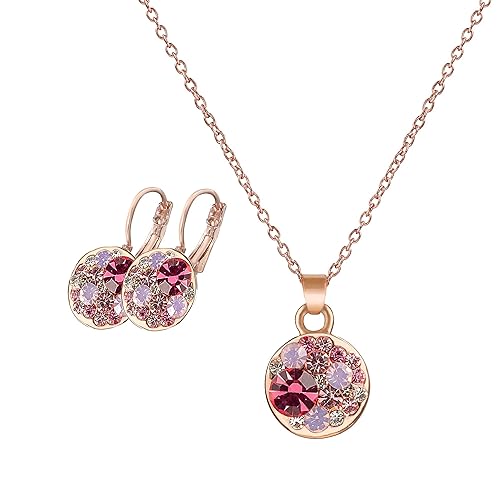 Mianova Damen Schmuckset Rosegold vergoldet bunte Zirkonia Kristalle