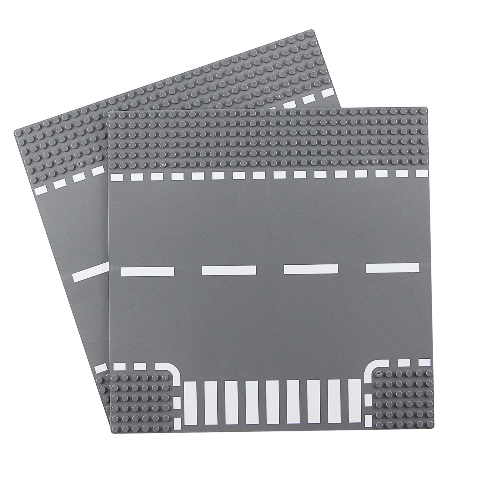 Feleph Classic Road Base Plates T-Junction, Street Town Road Building Set, 25 x 25 cm Baseplate Compatible with Major Brands Building Bricks (T-Junction 2 Pieces)