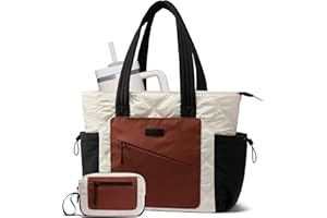 LOVEVOOK Tote Bag for Women, puffer tote bag for Work Travel Nurse, Lightweight quilted Bags with Compartments