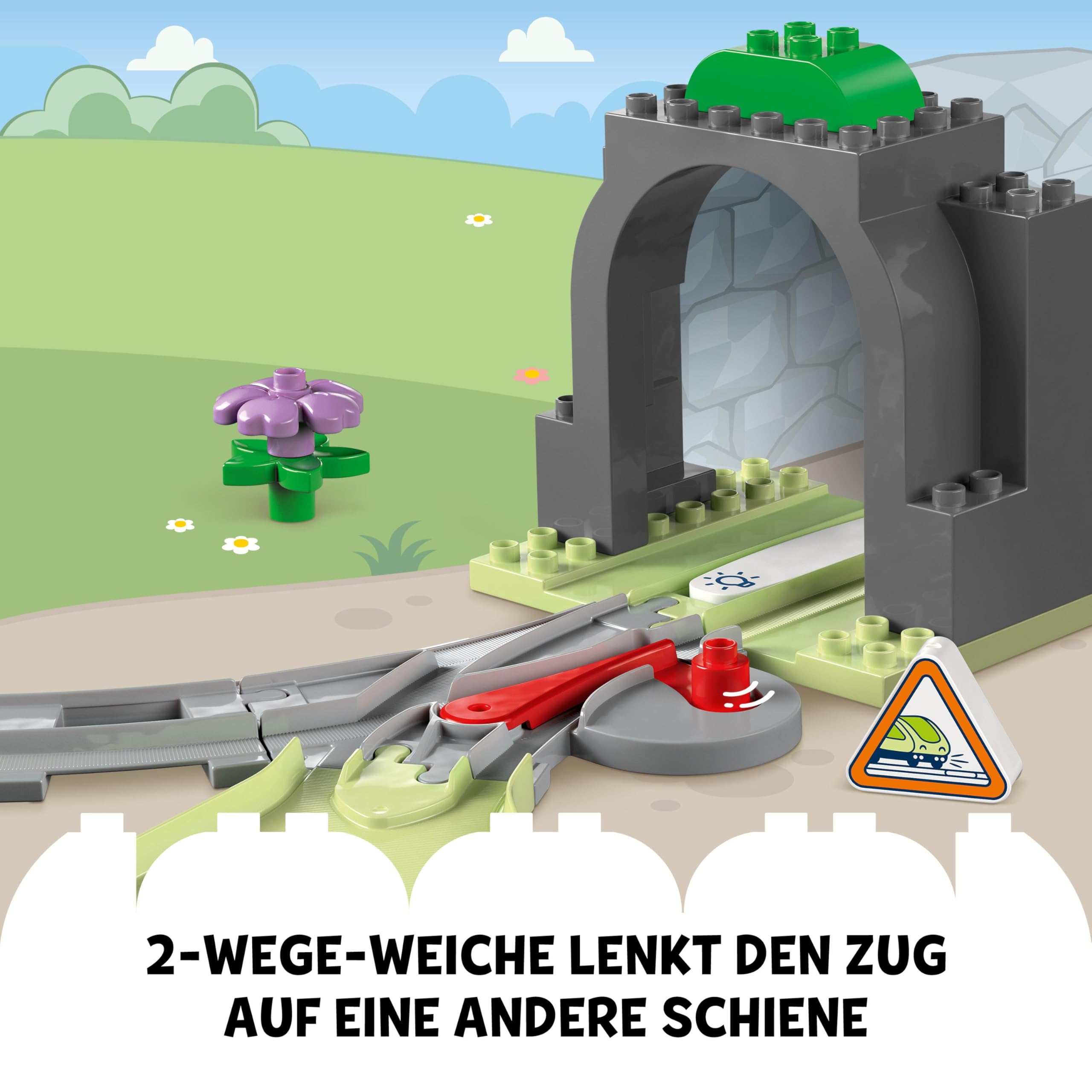 LEGO DUPLO Eisenbahntunnel und Schienen – Erweiterungsset - Lernspielzeug für Kleinkinder – 10-teilige Bahnstrecke mit Trichter und Weiche – Geschenk für Jungen & Mädchen ab 2 Jahren - 10425 5