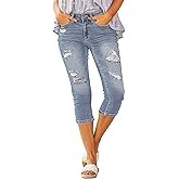 luvamia Womens Capri Jeans for Women High Waisted Skinny Ripped Jean Denim Pants