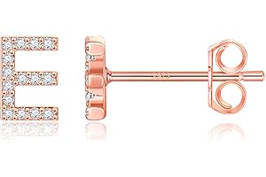 MONOOC Easter Gifts for Kids Girls - S925 Sterling Silver Post Initial Earrings for Girls Cubic Zirconia Stud Earrings for Girls Teen Girls Hypoallergenic Earrings Birthday Gifts for Girls Women