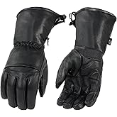 Milwaukee Leather Men's Leather Gauntlet Lined Motorcycle Hand Gloves - Large