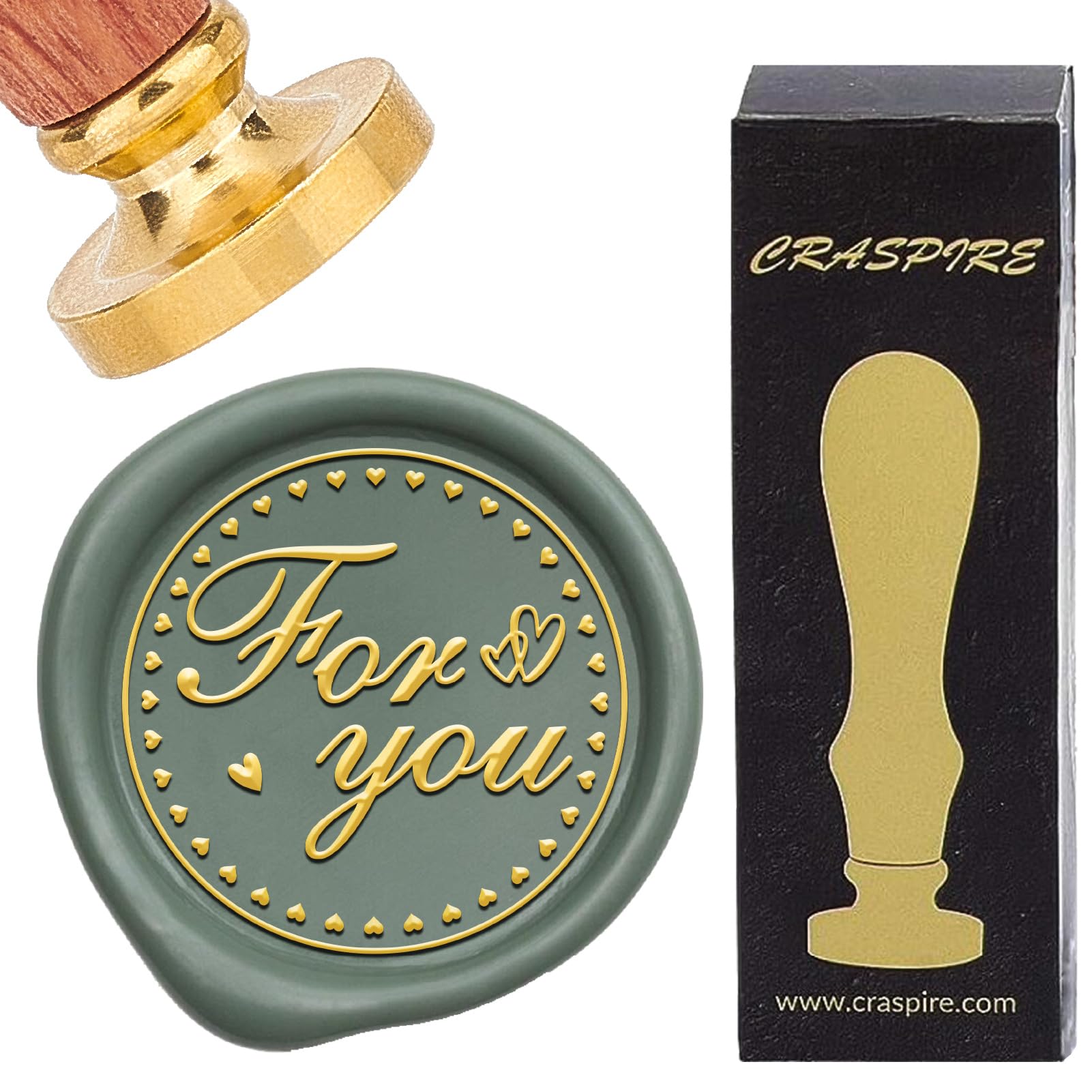 CRASPIRE For You Wax Seal Stamp Love Heart Retro Word Sealing Wax Stamp 30mm Removable Brass Head with Rosewood Handle for DIY Scrapbooking Invitation Gift Wrap Envelopes Wine Packages