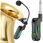 Lefiko 2.4G Wireless Saxophone Microphone System, Clip-On Instrument Microphone for Brass (Trumpet, Trombone, Tuba, Cornet, French Horn), Low Latency Wireless Mic for Practice, Teaching &amp; Small Gigs