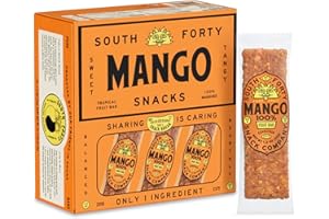 South 40 Snacks Tropical Mango Fruit Bar, just 1 Ingredient, No Added Sugar, Real Dried Fruit Leather (35g Bar, Pack of 18)
