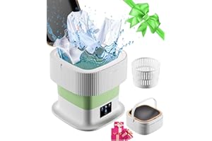 MIHEQIKQI 60W Portable Washing Machine, 13L Mini Laundry Washer with 3 Modes Cleaning for Underwear, Baby Clothes,Shirt,Small Delicates.Foldable Washer and Dryer Combo for Apartment,Home,Hotel,Camping,RV(Green)