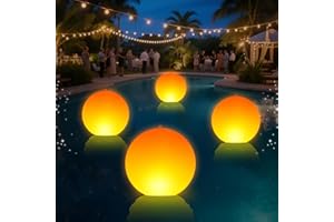 LanPool Floating Pool Lights,14" Flame Solar Pool Lights,Floating Glow Globe IP68 Waterproof, Solar Powered Swimming Pool Accessories, Large Floating Light Up Balls for Pool Pond Outdoor Decor-4PCS