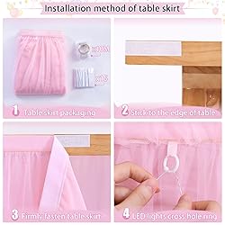 9FT Pink Tulle Table Skirt 2 Layer Tutu Table