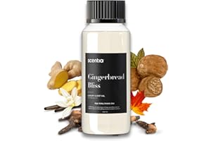 Scentia Gingerbread Bliss Fragrance Oil – 120ml Christmas Diffuser Oil | Cozy Holiday Blend with Nutmeg, Cinnamon & Vanilla | Aromatherapy for Home, Candles, Soaps & Holiday Décor | Made in USA