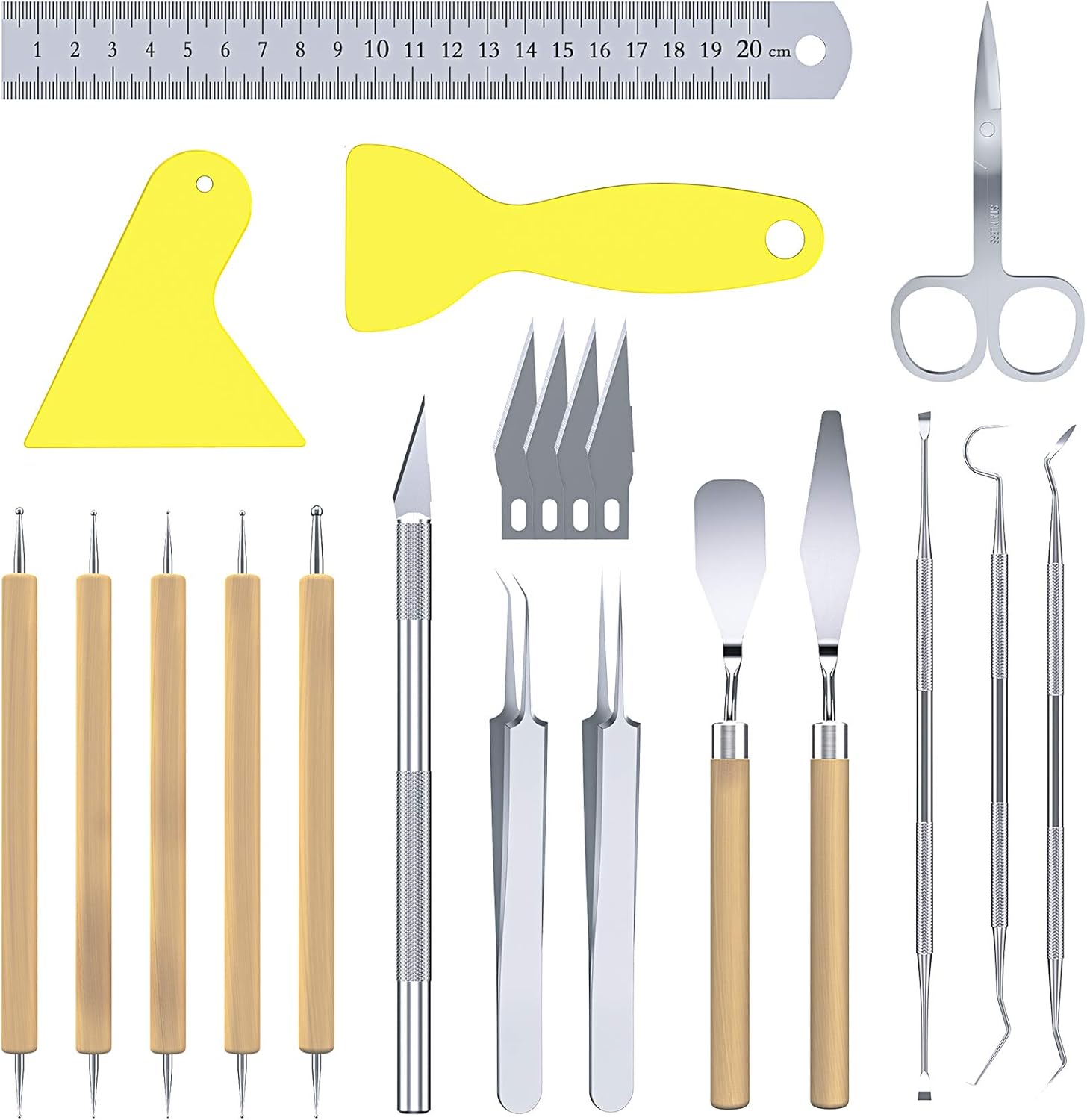 Amazon Com Trooer 18 Pieces Craft Weeding Tools For Vinyl Set Basic Vinyl Craft Paper Craft Tool Kit For Silhouettes Cameos Lettering Scraper Hook Spatula Tweezers