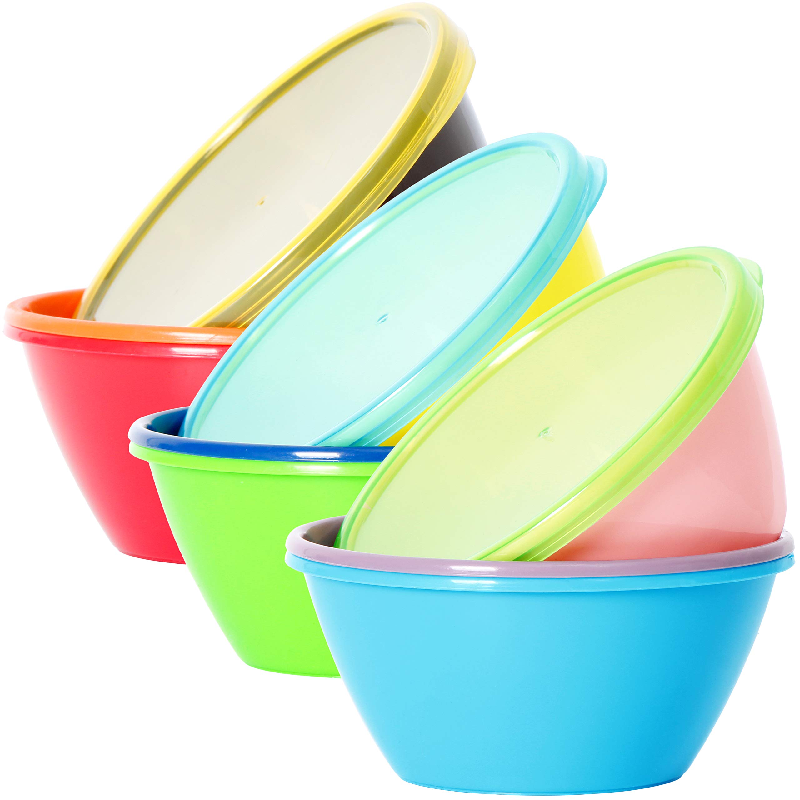 Photo 1 of Youngever 12 Ounce Plastic Bowls with Lids, Snack Bowls, Small Bowls, Food Storage Containers, Set of 9 in 9 Assorted Colors