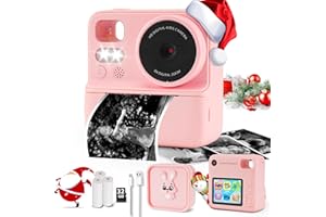 CHANTKIN Kids Camera Instant Print with Silicone Cover, Dual Front and Rear Digital Cameras Toy for Toddler, Birthday for Boy Girl 3 4 5 6 7 8 9 10 11 12 Years Old (Pink)