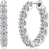 Moissanite Hoop Earrings for Women, 925 Sterling Silver D-E Color Lab Created Imitation-diamond Small Huggie Hoops Earring for Sensitive Ears Hypoallergenic Jewelry
