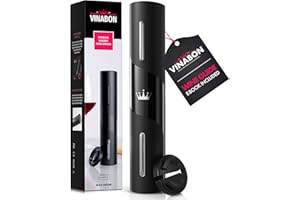 VINABON Electric Wine Opener - New 2023 Battery Operated Electric Wine Bottle Opener with Wine Foil Cutter - One-Click Reusab