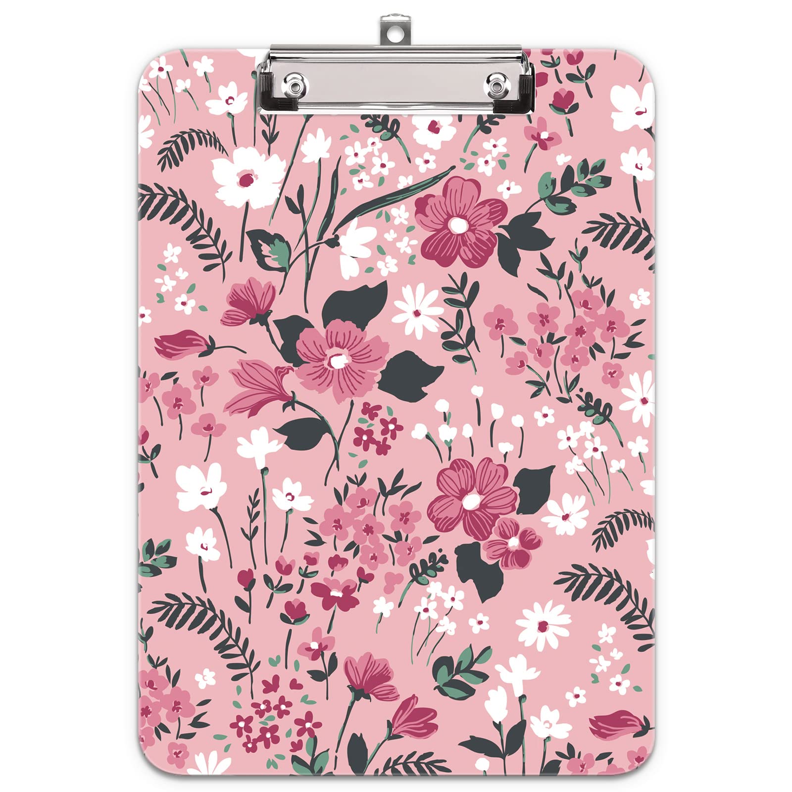 Hnogri Plastic Clipboard A4, Fashion Design A4 Letter Size Clipboards & Forms Holders for Office Supplies Lawyers,School Students and Kids, Low Profile Clip Cute Clipboard Folder, Cute Flower