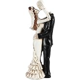 iStatue Skeleton Bride and Groom Figurine 12'' Cake Topper, Resin Gothic Wedding Couple Statue for Halloween Day of the Dead Decor Spooky Romantic Wedding Tabletop Decoration (Large, Dancing)