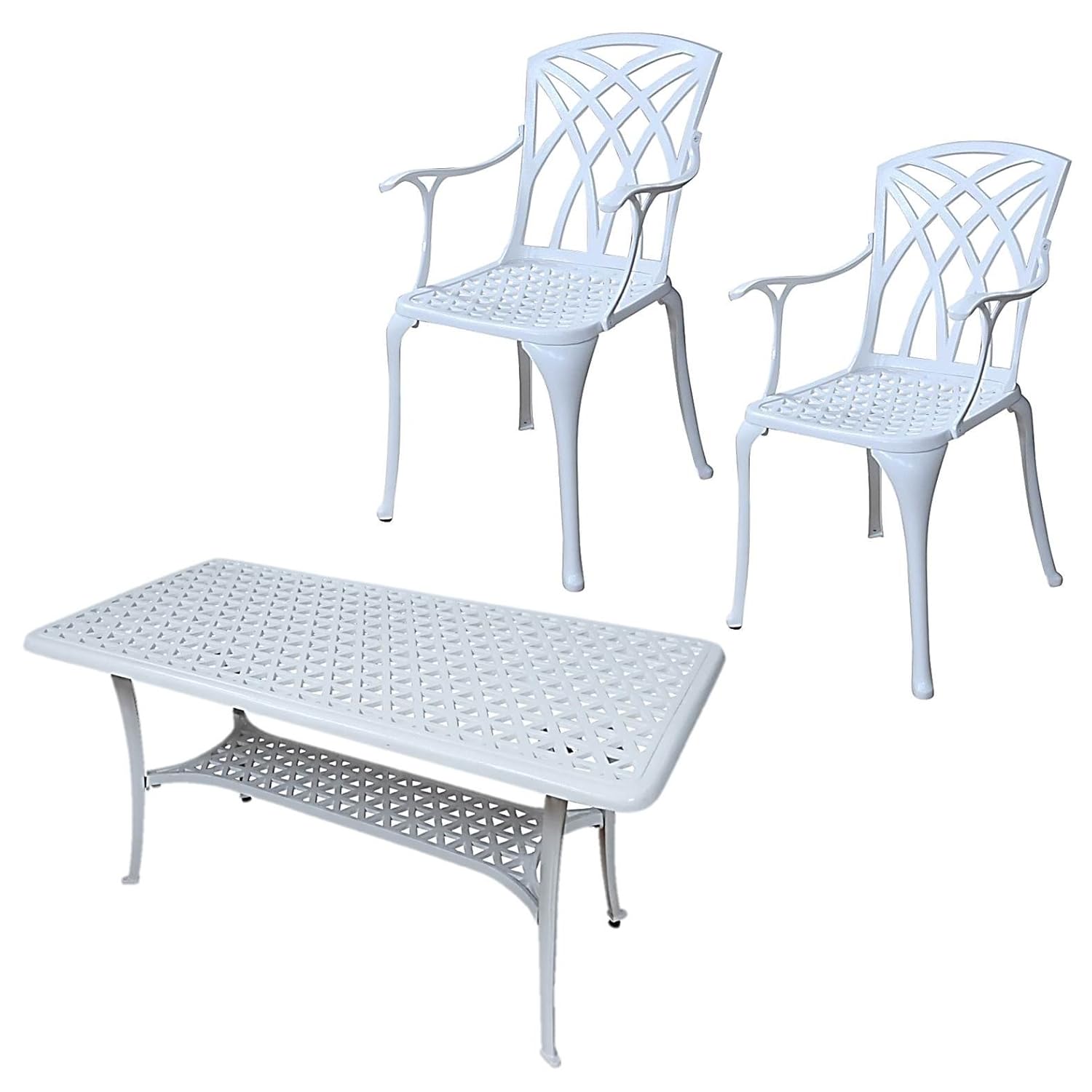 Lazy Susan - CLAIRE Rechteckiger Garten Beistelltisch mit 2 APRIL