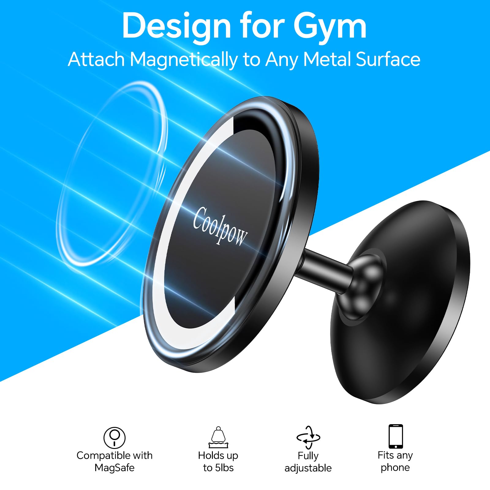 Gym Magnetic Phone Holder Mount for MagSafe【All Metal】Dual Magnetic Phone Holder for Gym Accessories Attach to Metal Surface, Gym Phone Holder Magnet for iPhone 16 15 14 13 Pro Max Gift for Men Women
