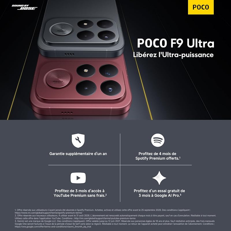 POCO F9 Ultra, Smartphone 12+256 Go, Rouge, Batterie 8050 mAh, Charge 100 W
