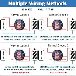 DMWD 5Pcs 16mm Latching Push Button Switch 12V 24V