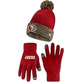 Ultra Game NFL unisex-adult Super Soft Two Tone Winter Beanie Knit Hat With Extra Warm Touch Screen Gloves