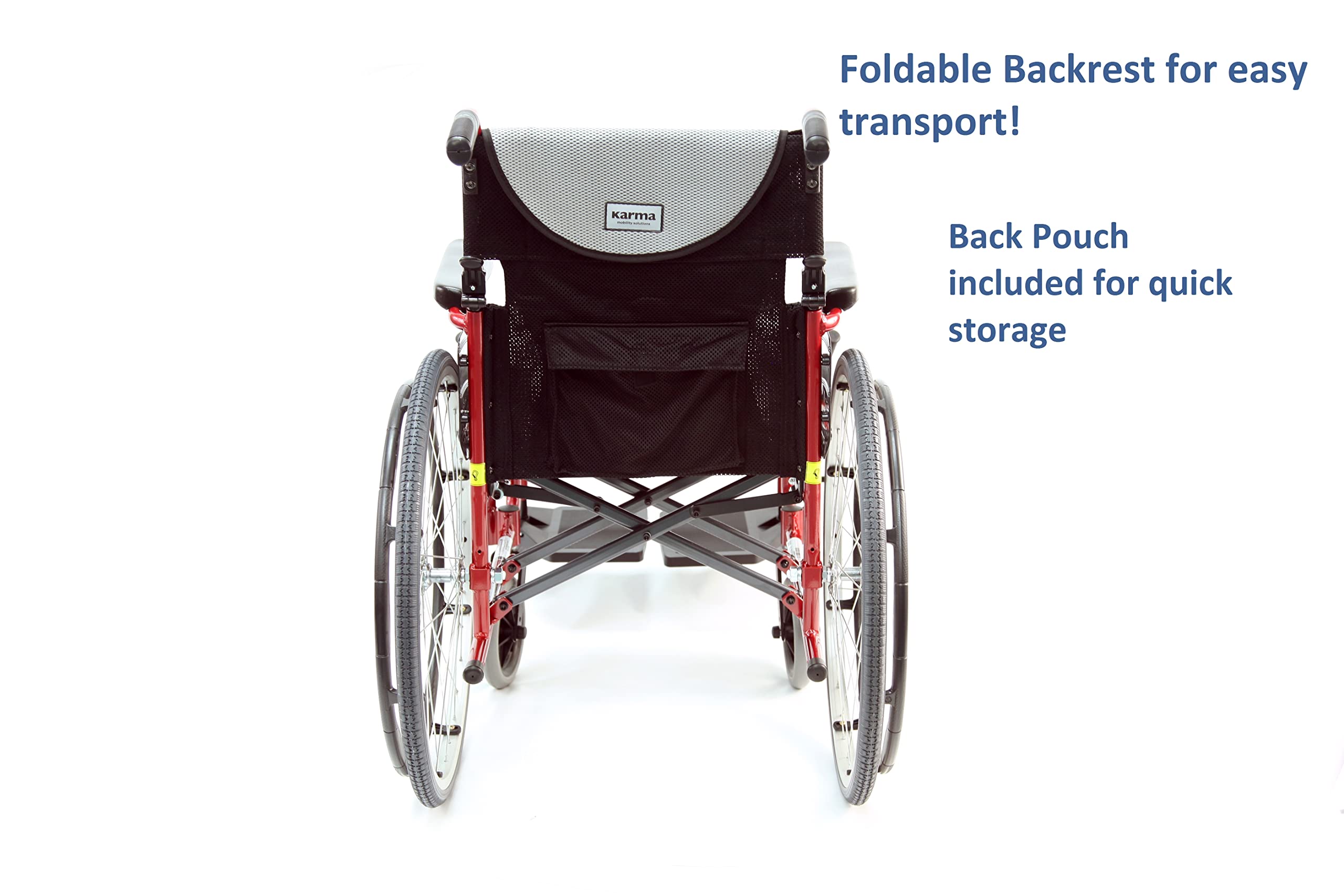 Karman S-115 25 lbs Ultra Light Ergonomic Wheelchair with Removable Footrest Red Color