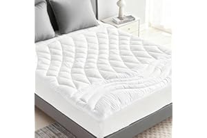 Qocismile Queen Size Mattress Pad,Pillow Top Mattress Pad–Soft Breathable Air Quilted Bed Pad,Fiber Fill Mattress Cover Noise
