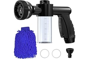 VERKSTAR Car Wash Nozzle,Garden Hose Nozzle with Soap Dispenser and Washing Mitt,High Pressure Hose Foam Sprayer Garden Water Gun for Car Wash,Watering Plants and Showering Pet Blue