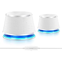 Computer Speakers, Wired USB 2.1 PC Speakers, Stereo Multimedia Speaker Bass Music with Subwoofer, 3.5mm Aux Input, Volume Control for PC, Desktop, Laptop, Phone