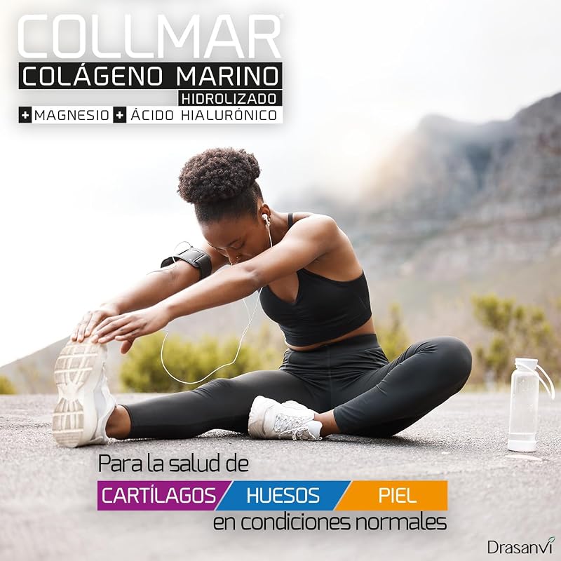 COLLMAR Colágeno Marino Hidrolizado con Ácido Hialurónico, Magnesio, Vitamina C | para Cartílagos, Huesos y Piel |Alta Dosis 9.717 mg/dia |300g de Polvo=28 Días | Sabor Limón