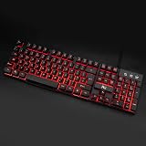 Rii RK100 Gaming Keyboard 105 Keys Red Purple Blue Backlit UK Layout view 6