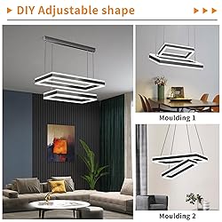 Modern LED Chandelier, Double Rectangles Ceiling