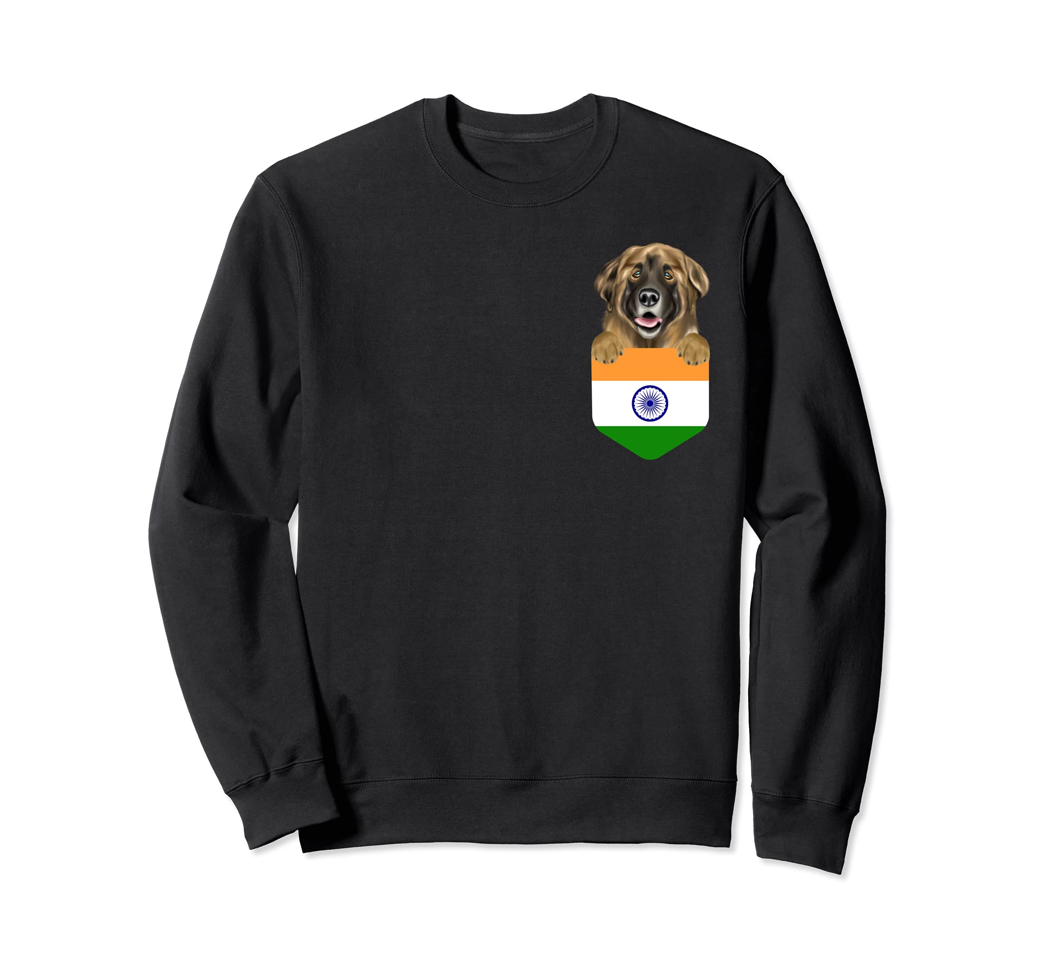 India Flag Leonberger Dog In Pocket Sweatshirt