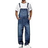Runcati Men's Denim Bib Overall Jean Romper Casual Fashion Workwear Adjustable Strap Loose Fit Hip Hop Jumpsuit