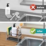 Sinnsally Sink Caddy Organiser 2-Tier Sponge Holder BrushUp Tray view 6