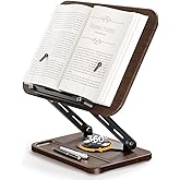 Adjustable Book Stand & Book Holder with 360° Rotation, Height Adjustable Reading Stand with Extendable Page Clips and Mini S