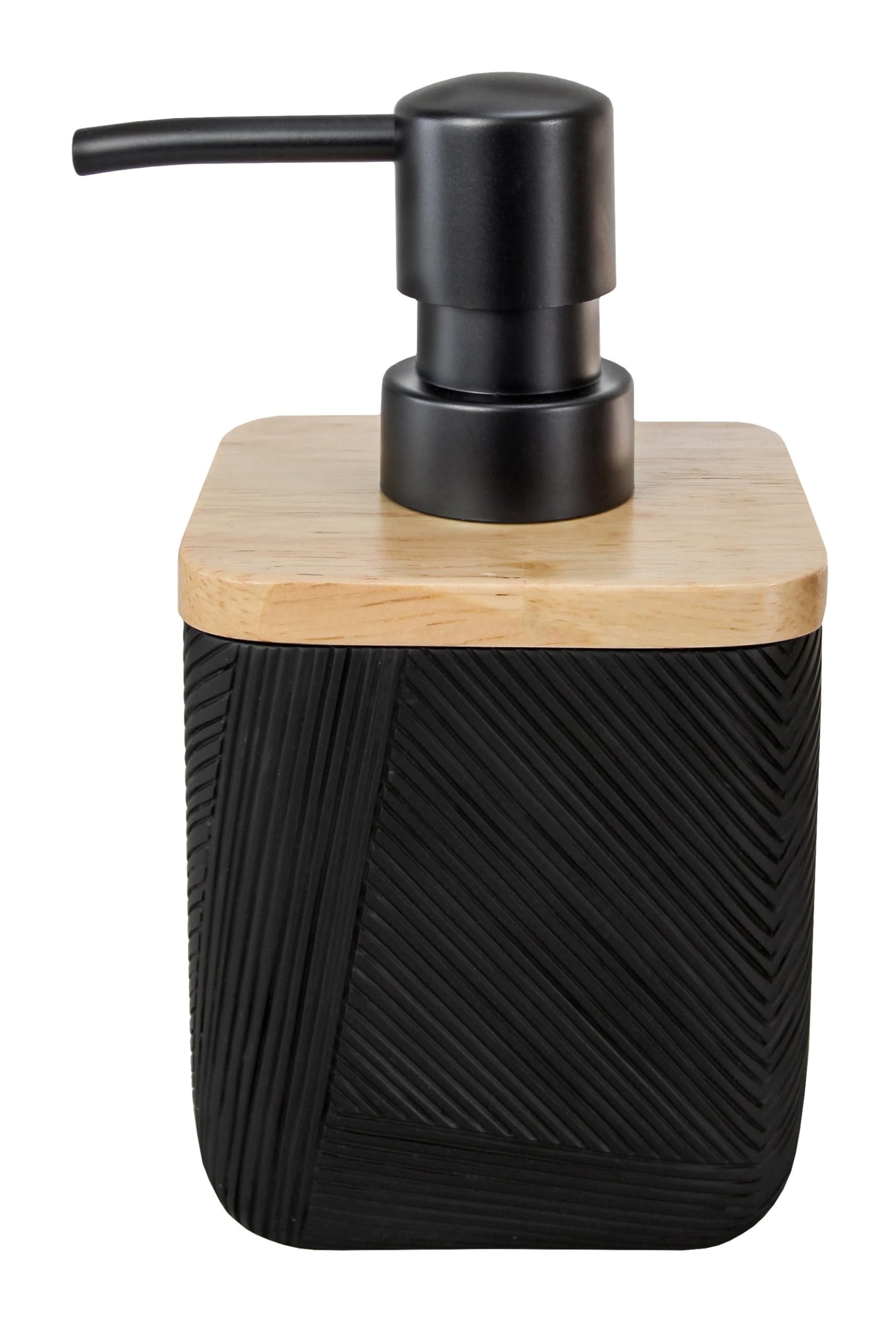 Kleine Wolke Soap Dispenser, Bamboo, Black, Länge 7,8 x Breite 7,8 x Höhe 15 cm