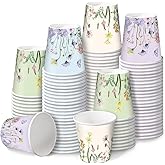 RUSPEPA 3 oz Bathroom Cups, Disposable Paper Cups - 100 Pack Wild Flower Design Printed - Floral Mini Mouthwash Rinse Paper Cups for Home, Bathroom, Picnic, Party, and Events